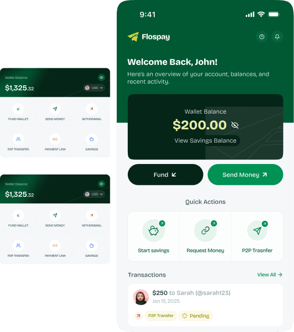 Mobile app preview featured on Flospay